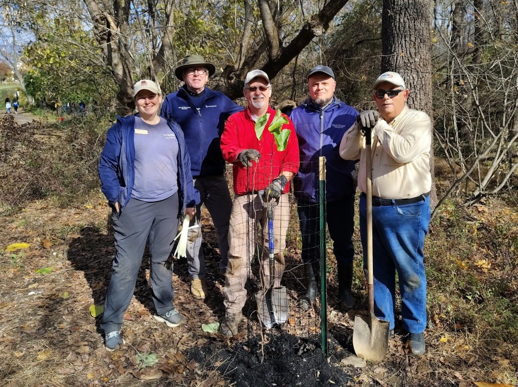 Lodge members at a tree planting event in Malvern